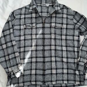 VINTAGE plaid Zip Up Shacket